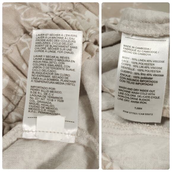 ELLA RAFAELLA Size M Off The Shoulder And Floral Linen Blend Top - Picture 8 of 8